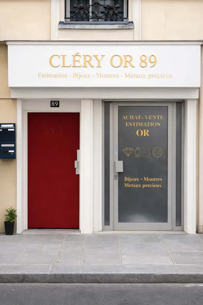 Devanture de la boutique Cléry Or 89 au 89 Rue de Cléry à Paris